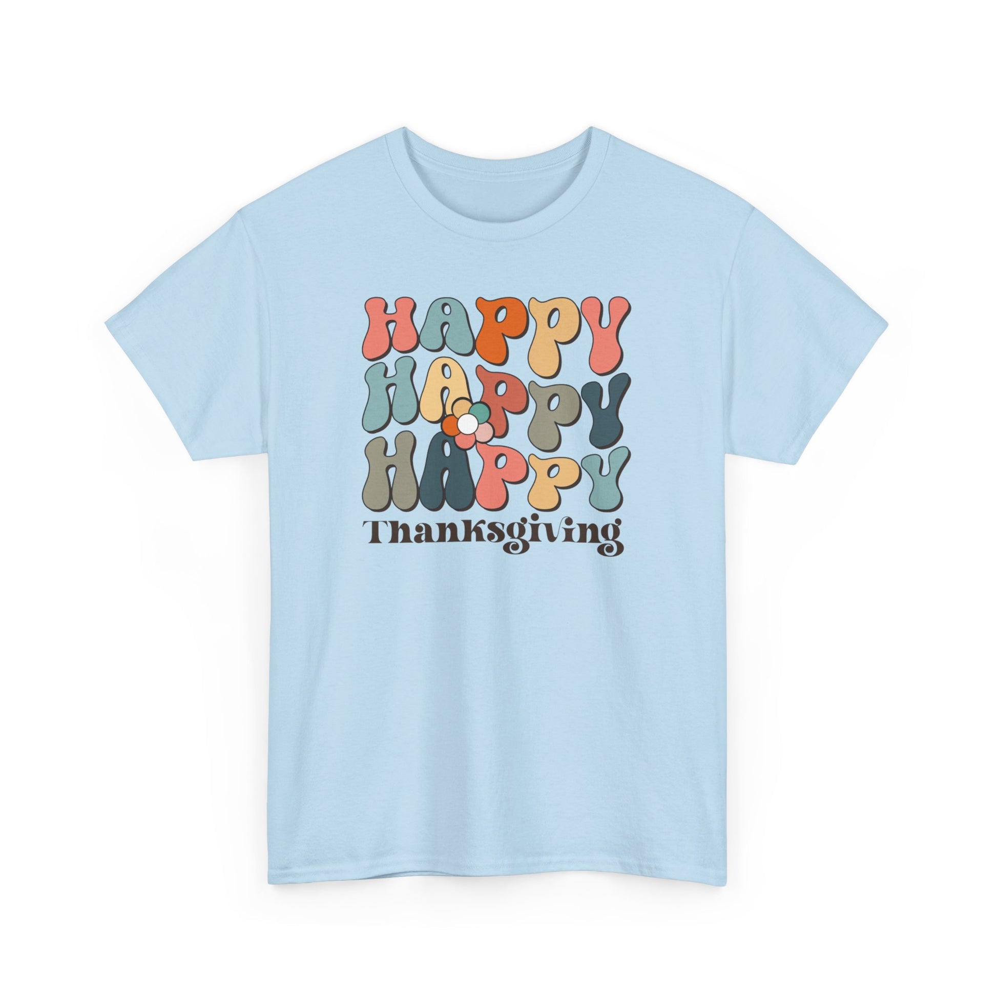 Happy T-Shirt Unisex Heavy Cotton Tee Light Blue