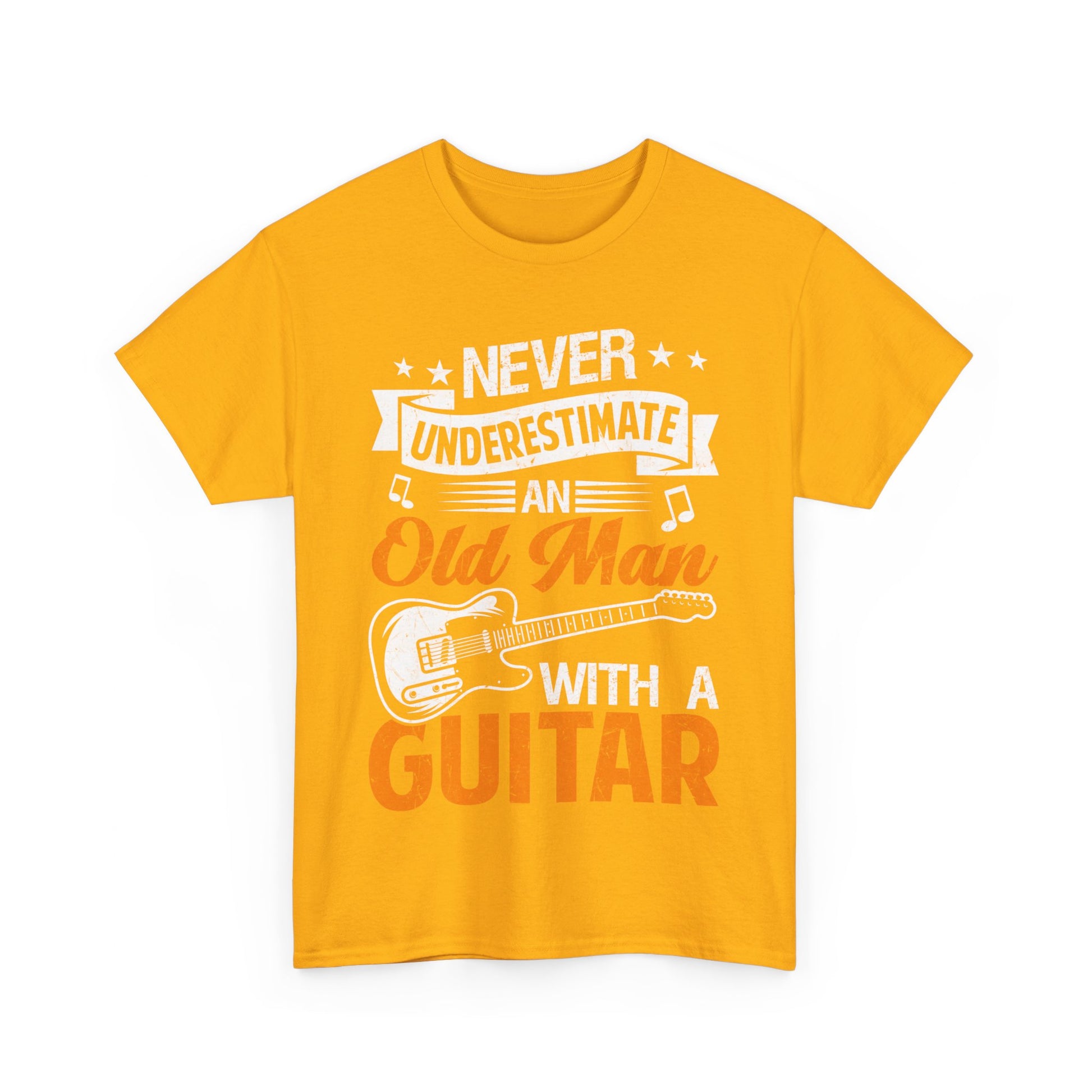 Music Guitar T-Shirt Unisex Heavy Cotton Tee Gold