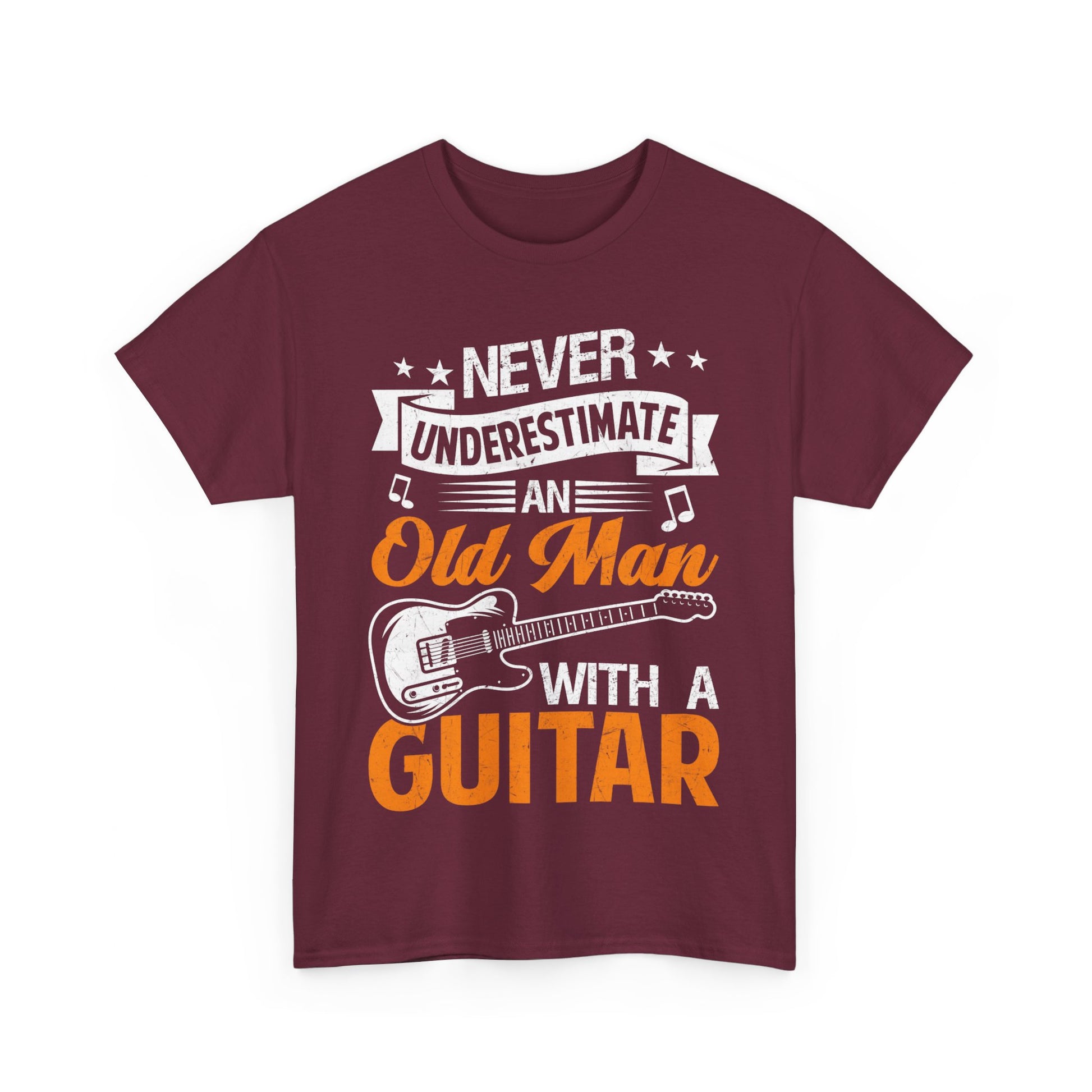 Music Guitar T-Shirt Unisex Heavy Cotton Tee Maroon