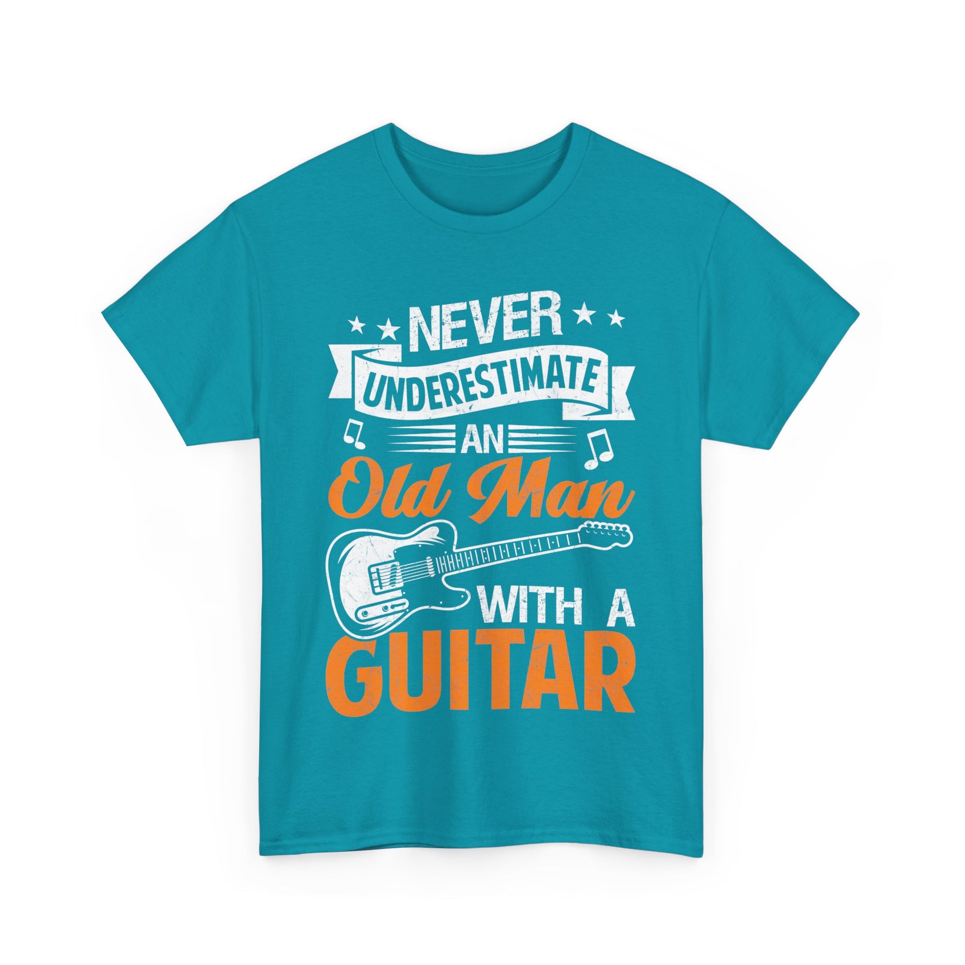 Music Guitar T-Shirt Unisex Heavy Cotton Tee Tropical Blue