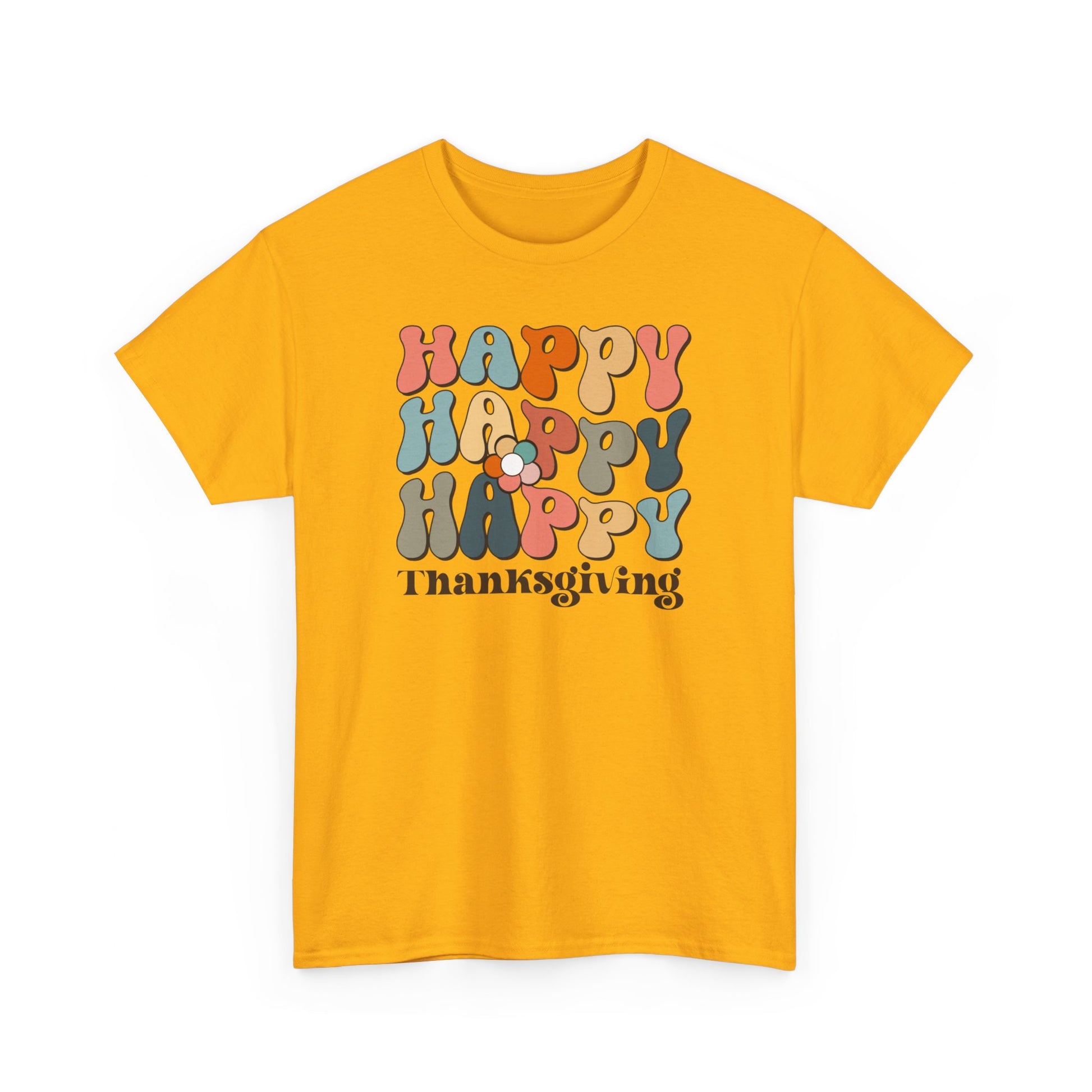 Happy T-Shirt Unisex Heavy Cotton Tee Gold