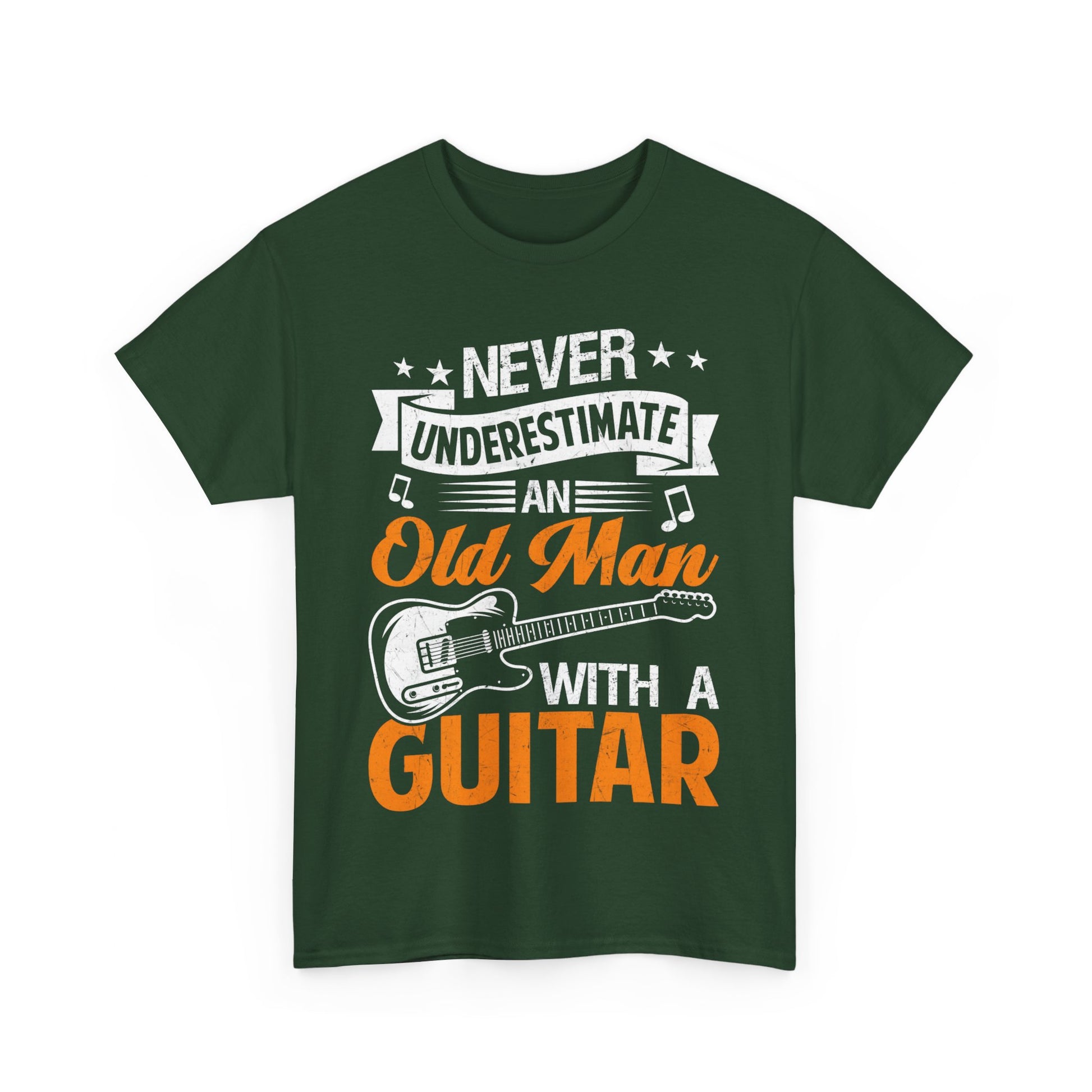 Music Guitar T-Shirt Unisex Heavy Cotton Tee Forest Green