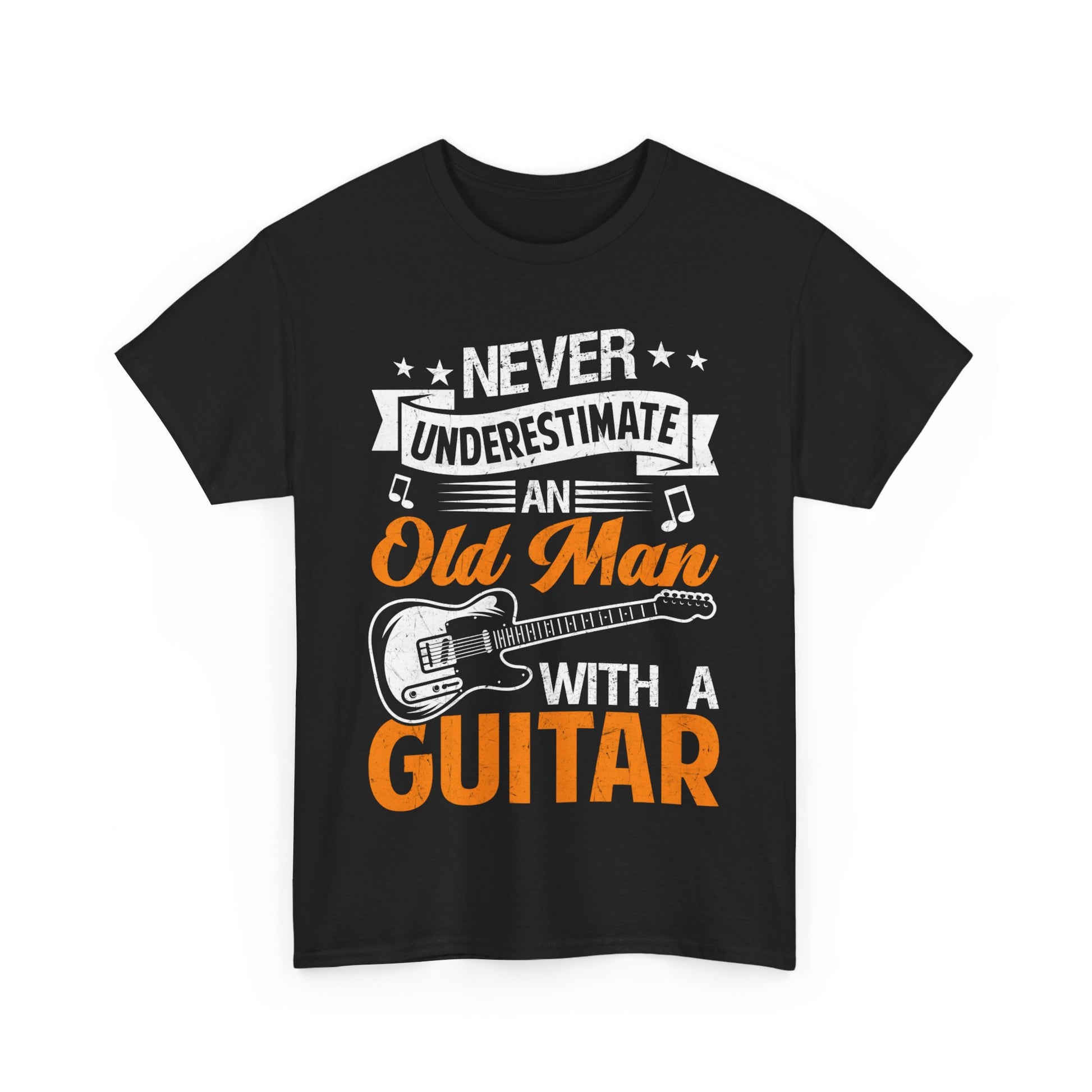 Music Guitar T-Shirt Unisex Heavy Cotton Tee Black