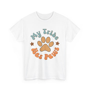 My Tribe Has Paws Unisex Cotton T-Shirts Love Dogs White