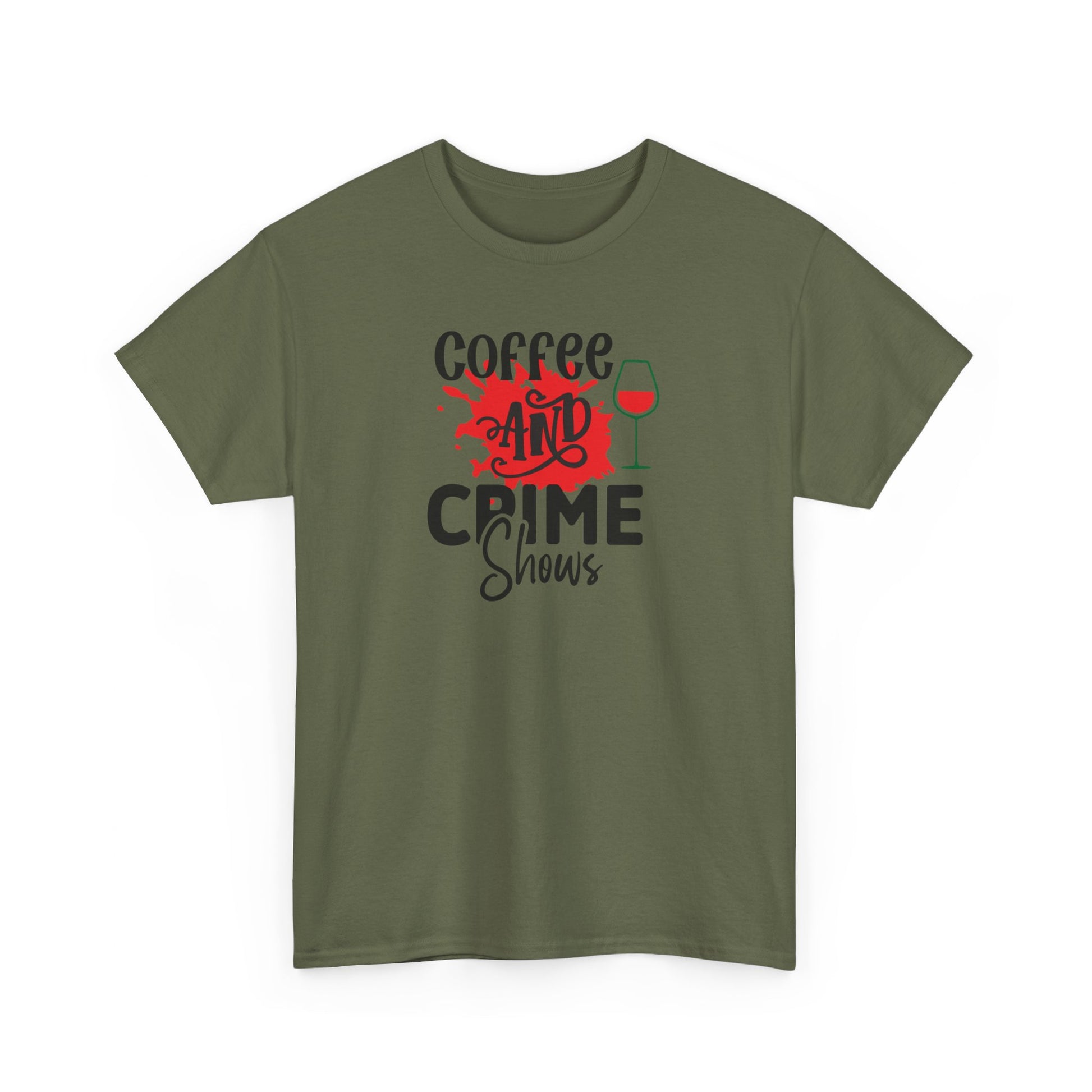 Coffee & Crime Shows Unisex Heavy Cotton Tee Military Green