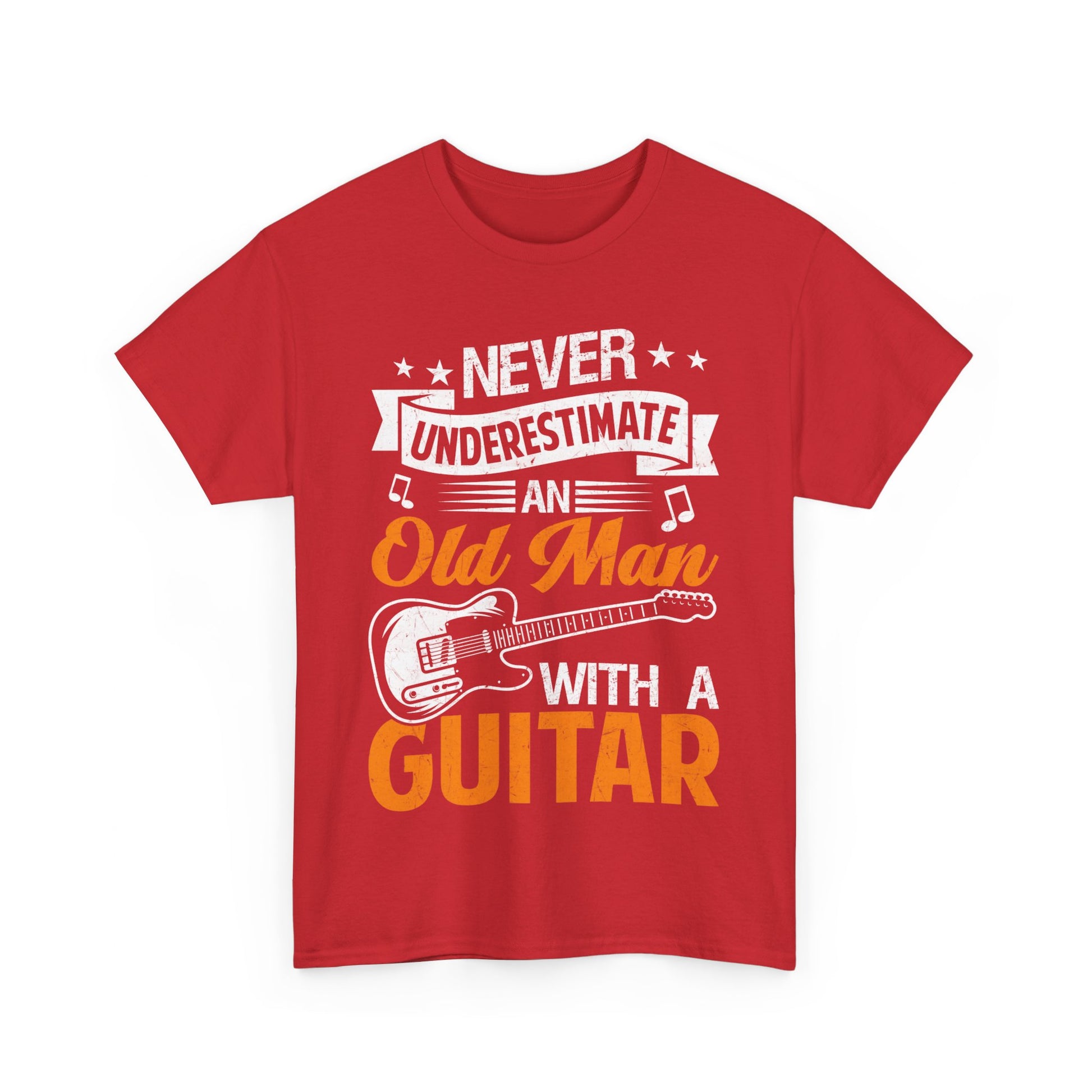 Music Guitar T-Shirt Unisex Heavy Cotton Tee Red