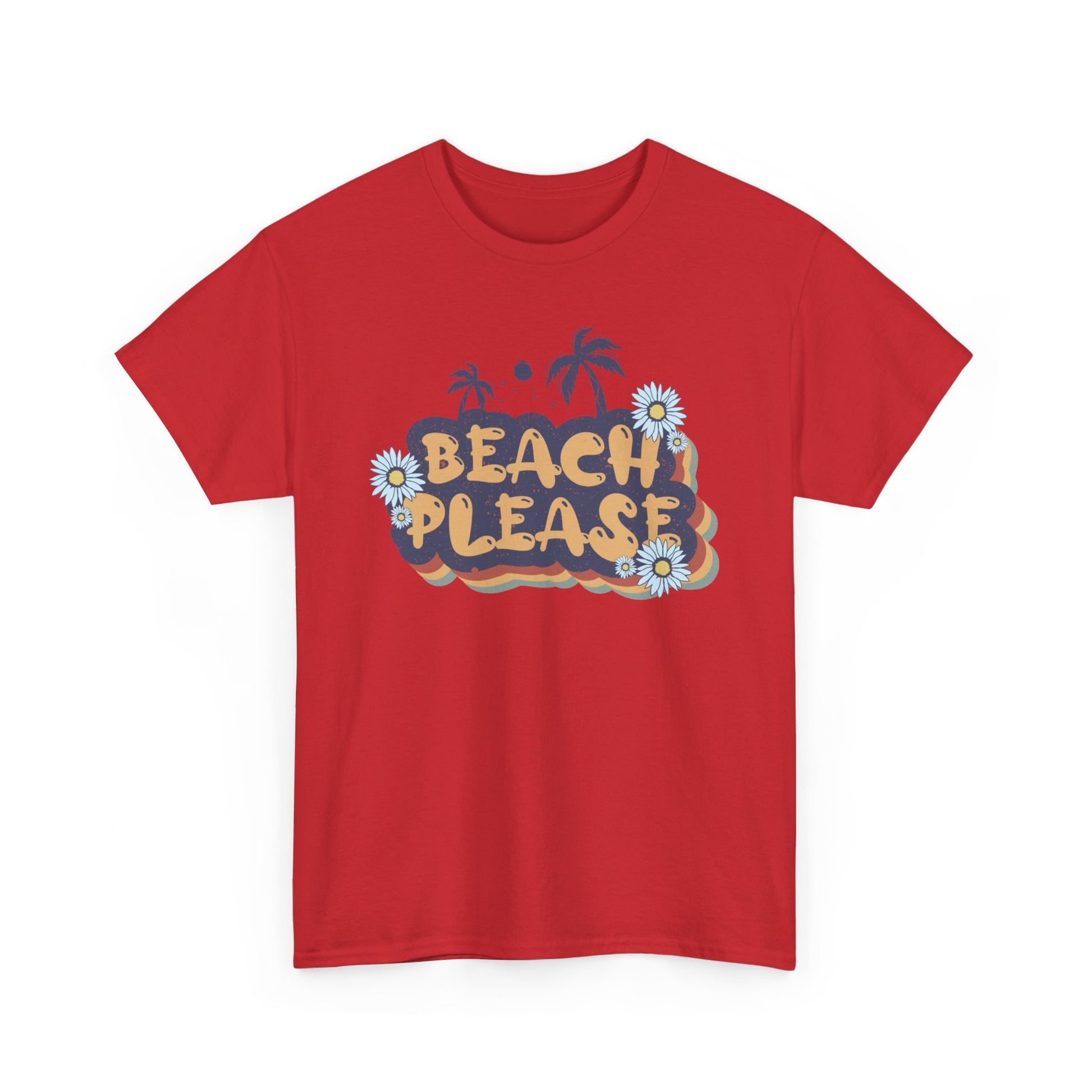 Beach Please Unisex Heavy Cotton Tee Red