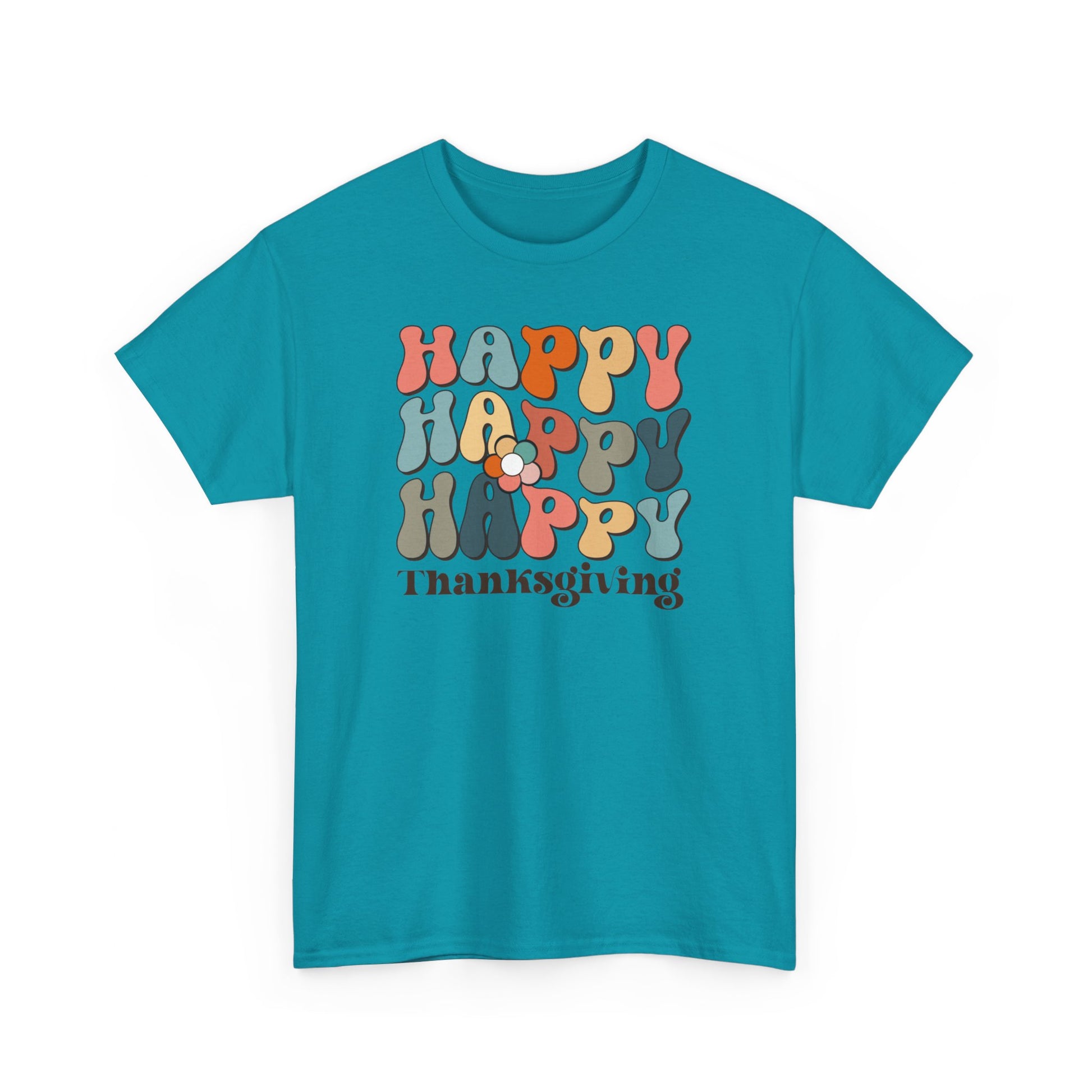 Happy T-Shirt Unisex Heavy Cotton Tee Tropical Blue