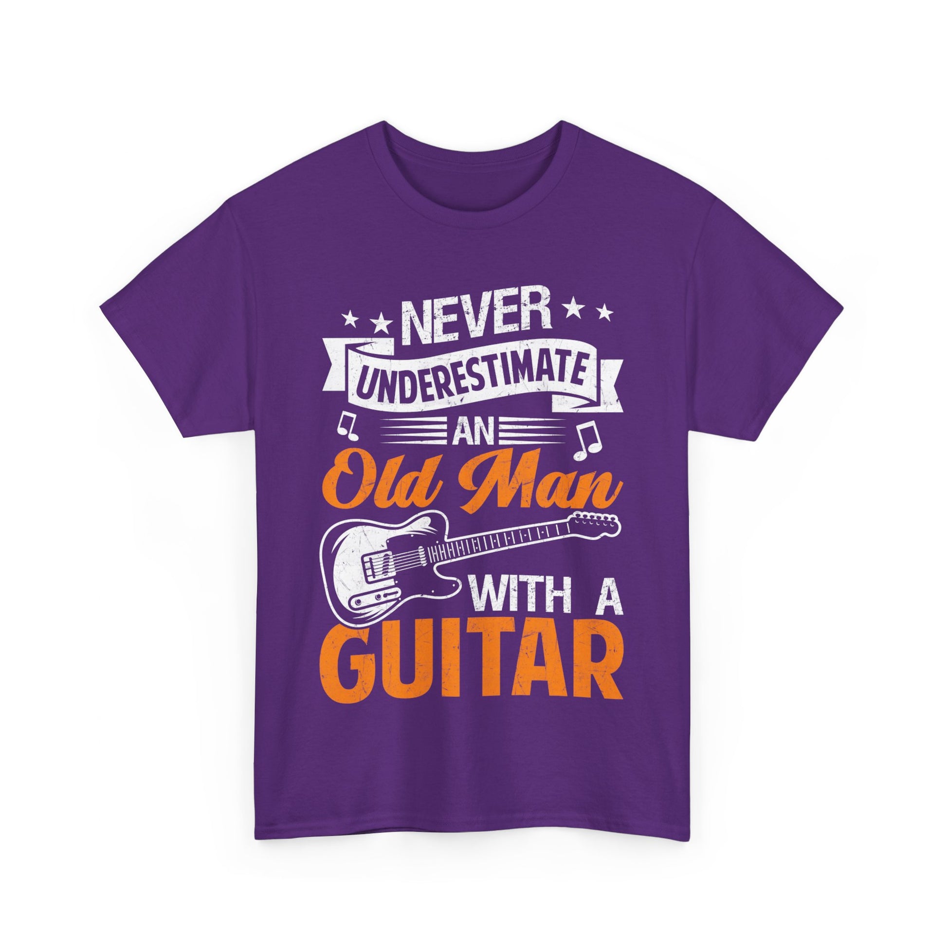 Music Guitar T-Shirt Unisex Heavy Cotton Tee Purple