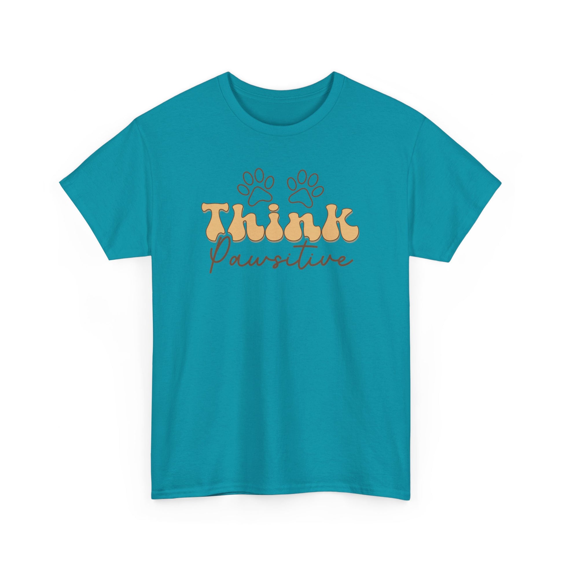 Think Positive Unisex Heavy Cotton Tee Tropical Blue